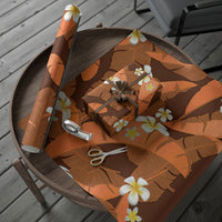 Orange Banana Leaf Hawaii Wrapping Paper Lau Maia Plumeria Tropical Summer Vibes LT14 - Polynesian Pride