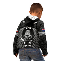 Custom New Zealand Aotearoa Rugby Kid Hoodie NZ Tiki With Maori Fern World Cup Black Version LT14 - Polynesian Pride