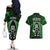 New Zealand Aotearoa Rugby Couples Matching Off The Shoulder Long Sleeve Dress and Hawaiian Shirt NZ Tiki With Maori Fern World Cup Green Version LT14 - Polynesian Pride