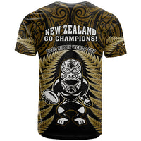 New Zealand Aotearoa Rugby T Shirt NZ Tiki With Maori Fern World Cup Gold Version LT14 - Polynesian Pride