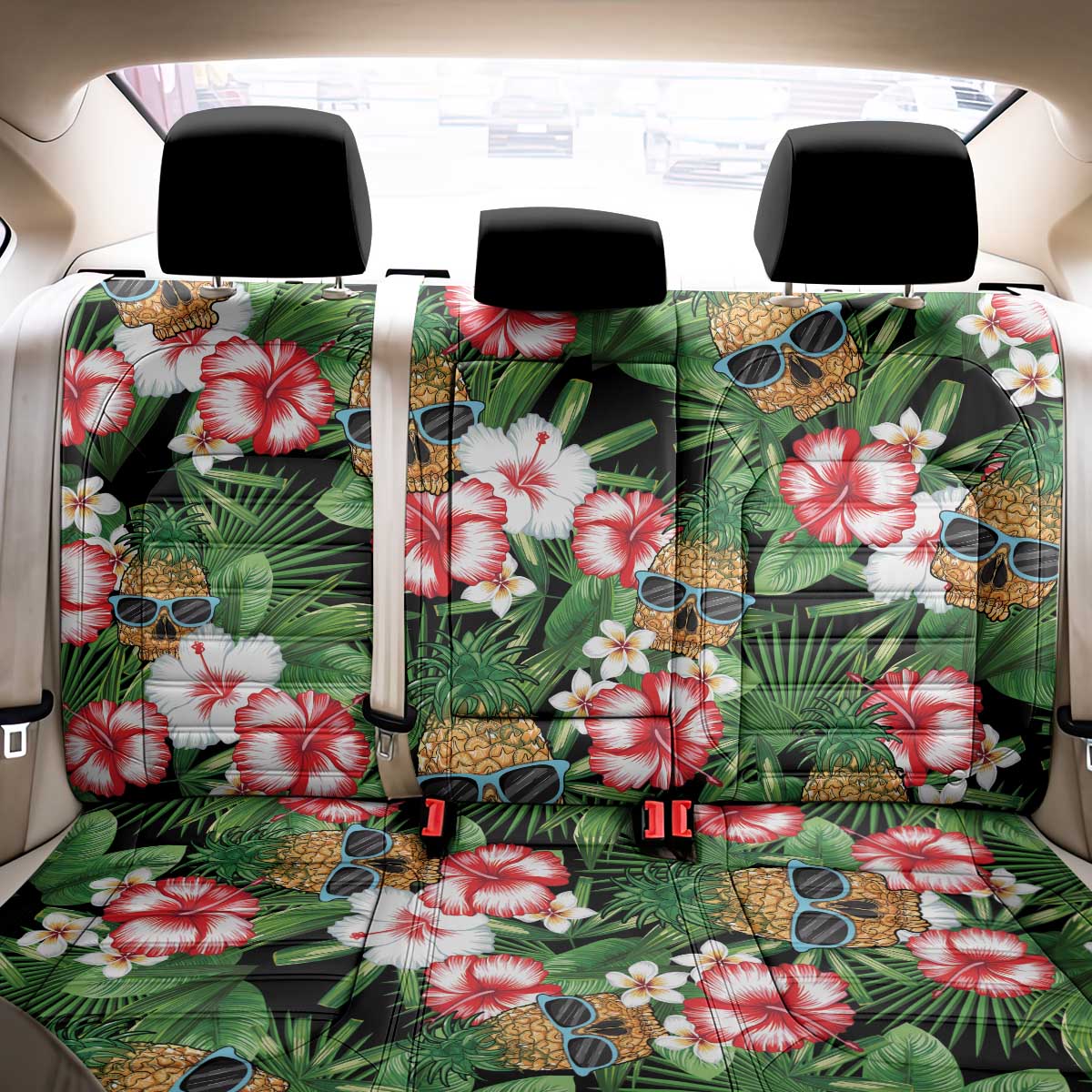 Pineapple Skull Aloha Hawaii Back Car Seat Cover Summer Vibes Tropical Seamless Pattern - Polynesian Pride