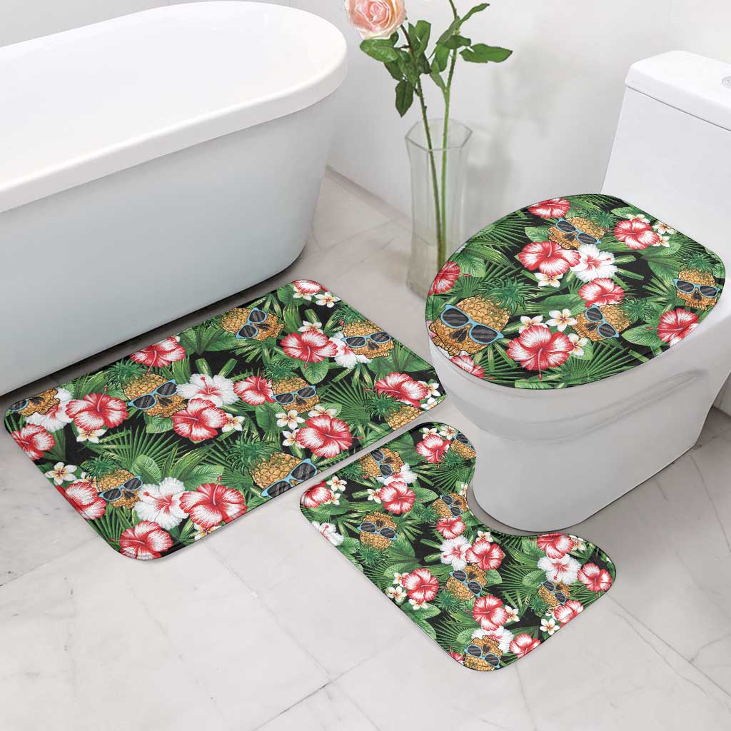 Pineapple Skull Aloha Hawaii Bathroom Set Summer Vibes Tropical Seamless Pattern - Polynesian Pride
