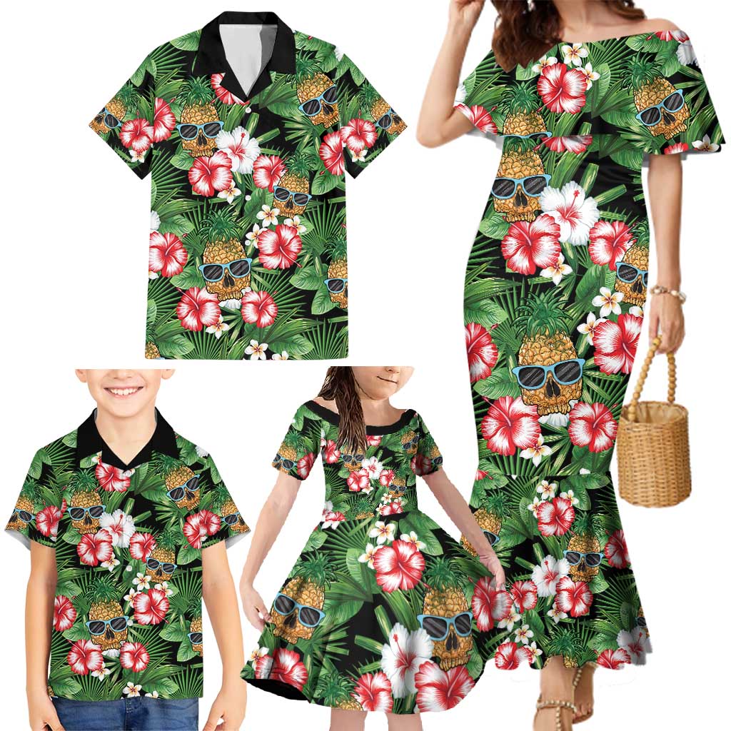 Pineapple Skull Aloha Hawaii Family Matching Mermaid Dress and Hawaiian Shirt Summer Vibes Tropical Seamless Pattern LT14 - Polynesian Pride
