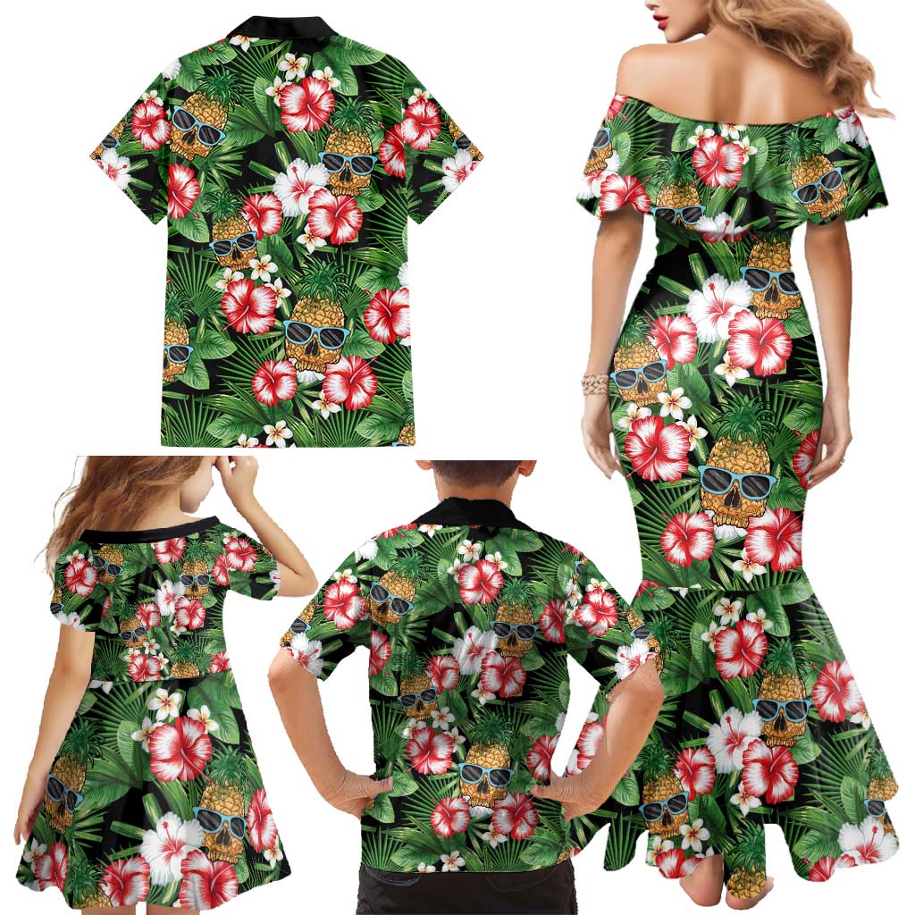 Pineapple Skull Aloha Hawaii Family Matching Mermaid Dress and Hawaiian Shirt Summer Vibes Tropical Seamless Pattern LT14 - Polynesian Pride