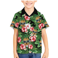 Pineapple Skull Aloha Hawaii Family Matching Mermaid Dress and Hawaiian Shirt Summer Vibes Tropical Seamless Pattern LT14 Son's Shirt Black - Polynesian Pride