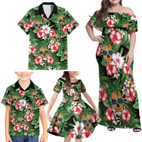 Pineapple Skull Aloha Hawaii Family Matching Off Shoulder Maxi Dress and Hawaiian Shirt Summer Vibes Tropical Seamless Pattern LT14 - Polynesian Pride