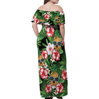 Pineapple Skull Aloha Hawaii Family Matching Off Shoulder Maxi Dress and Hawaiian Shirt Summer Vibes Tropical Seamless Pattern LT14 - Polynesian Pride
