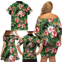 Pineapple Skull Aloha Hawaii Family Matching Off Shoulder Short Dress and Hawaiian Shirt Summer Vibes Tropical Seamless Pattern LT14 - Polynesian Pride