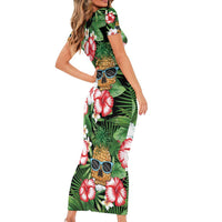 Pineapple Skull Aloha Hawaii Family Matching Short Sleeve Bodycon Dress and Hawaiian Shirt Summer Vibes Tropical Seamless Pattern LT14 - Polynesian Pride