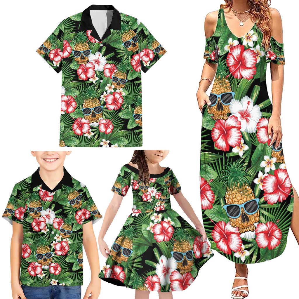 Pineapple Skull Aloha Hawaii Family Matching Summer Maxi Dress and Hawaiian Shirt Summer Vibes Tropical Seamless Pattern LT14 - Polynesian Pride