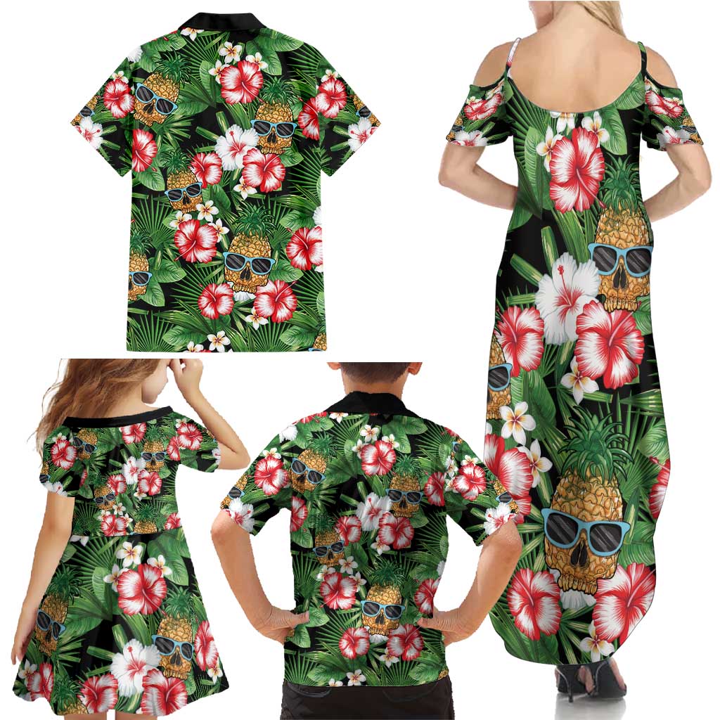 Pineapple Skull Aloha Hawaii Family Matching Summer Maxi Dress and Hawaiian Shirt Summer Vibes Tropical Seamless Pattern LT14 - Polynesian Pride
