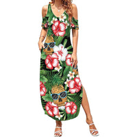 Pineapple Skull Aloha Hawaii Family Matching Summer Maxi Dress and Hawaiian Shirt Summer Vibes Tropical Seamless Pattern LT14 Mom's Dress Black - Polynesian Pride