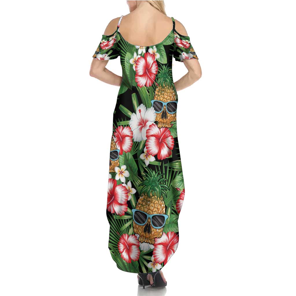 Pineapple Skull Aloha Hawaii Family Matching Summer Maxi Dress and Hawaiian Shirt Summer Vibes Tropical Seamless Pattern LT14 - Polynesian Pride