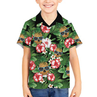 Pineapple Skull Aloha Hawaii Family Matching Tank Maxi Dress and Hawaiian Shirt Summer Vibes Tropical Seamless Pattern LT14 Son's Shirt Black - Polynesian Pride