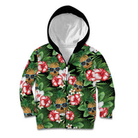 Pineapple Skull Aloha Hawaii Kid Hoodie Summer Vibes Tropical Seamless Pattern LT14 Zip Hoodie Black - Polynesian Pride