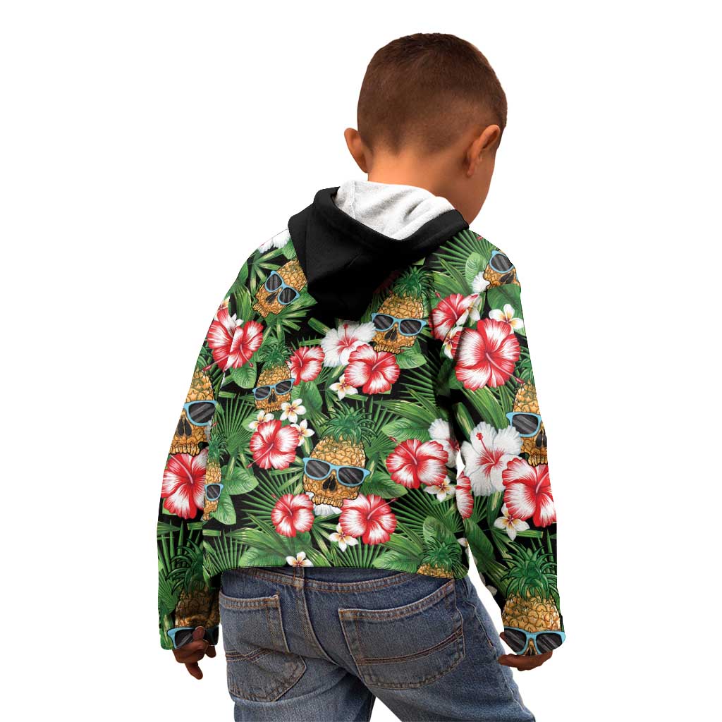 Pineapple Skull Aloha Hawaii Kid Hoodie Summer Vibes Tropical Seamless Pattern LT14 - Polynesian Pride