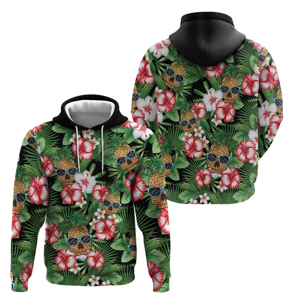 Pineapple Skull Aloha Hawaii Zip Hoodie Summer Vibes Tropical Seamless Pattern - Polynesian Pride