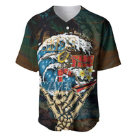 Aloha Hawaii Surfing Skull Baseball Jersey Shaka Skeleton Ride The Waves LT14 Black - Polynesian Pride