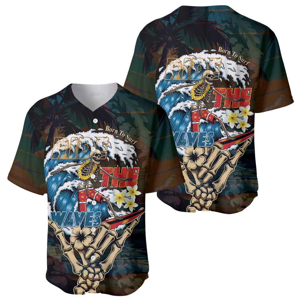 Aloha Hawaii Surfing Skull Baseball Jersey Shaka Skeleton Ride The Waves LT14 - Polynesian Pride