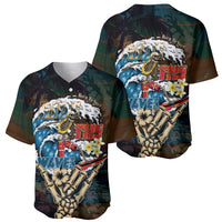 Aloha Hawaii Surfing Skull Baseball Jersey Shaka Skeleton Ride The Waves LT14 - Polynesian Pride