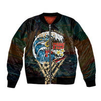 Aloha Hawaii Surfing Skull Bomber Jacket Shaka Skeleton Ride The Waves LT14 Unisex Black - Polynesian Pride