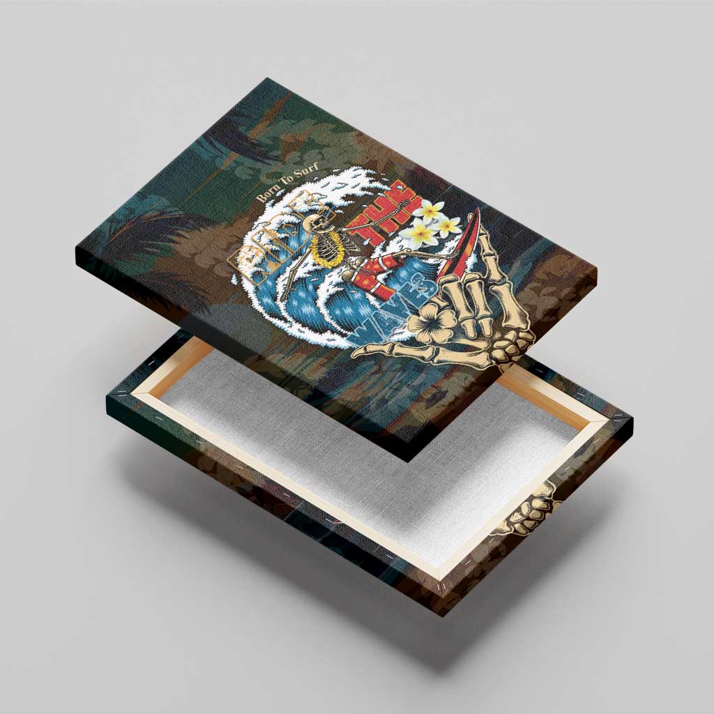 Aloha Hawaii Surfing Skull Canvas Wall Art Shaka Skeleton Ride The Waves - Polynesian Pride
