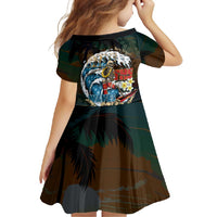 Aloha Hawaii Surfing Skull Family Matching Long Sleeve Bodycon Dress and Hawaiian Shirt Shaka Skeleton Ride The Waves LT14 - Polynesian Pride