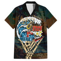 Aloha Hawaii Surfing Skull Family Matching Long Sleeve Bodycon Dress and Hawaiian Shirt Shaka Skeleton Ride The Waves LT14 Dad's Shirt - Short Sleeve Black - Polynesian Pride