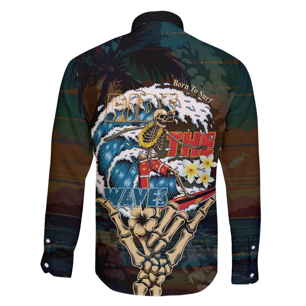 Aloha Hawaii Surfing Skull Family Matching Summer Maxi Dress and Hawaiian Shirt Shaka Skeleton Ride The Waves LT14 - Polynesian Pride