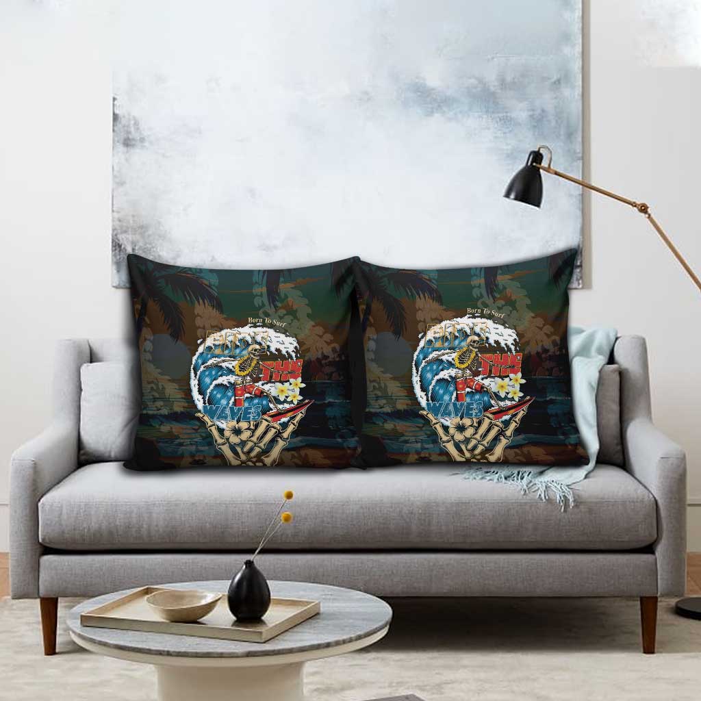Aloha Hawaii Surfing Skull Pillow Cover Shaka Skeleton Ride The Waves - Polynesian Pride