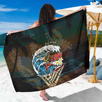 Aloha Hawaii Surfing Skull Sarong Shaka Skeleton Ride The Waves LT14 One Size 44 x 66 inches Black - Polynesian Pride