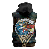 Aloha Hawaii Surfing Skull Sleeveless Zip Hoodie Shaka Skeleton Ride The Waves LT14