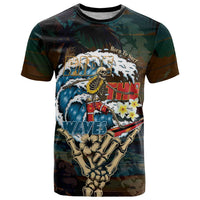 Aloha Hawaii Surfing Skull T Shirt Shaka Skeleton Ride The Waves - Polynesian Pride