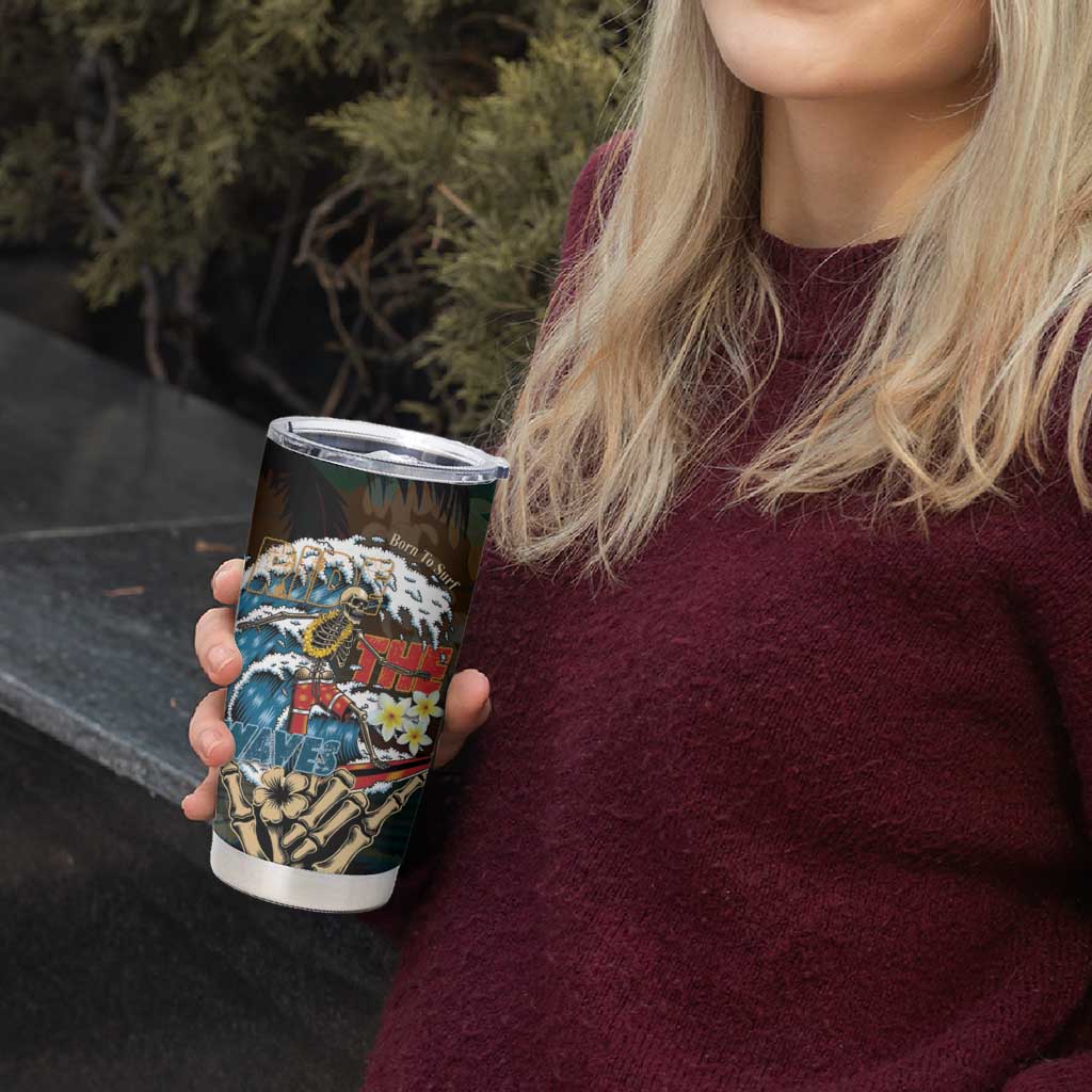 Aloha Hawaii Surfing Skull Tumbler Cup Shaka Skeleton Ride The Waves - Polynesian Pride