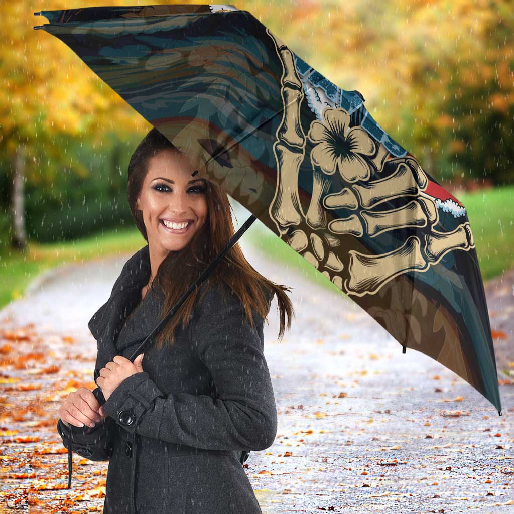 Aloha Hawaii Surfing Skull Umbrella Shaka Skeleton Ride The Waves - Polynesian Pride