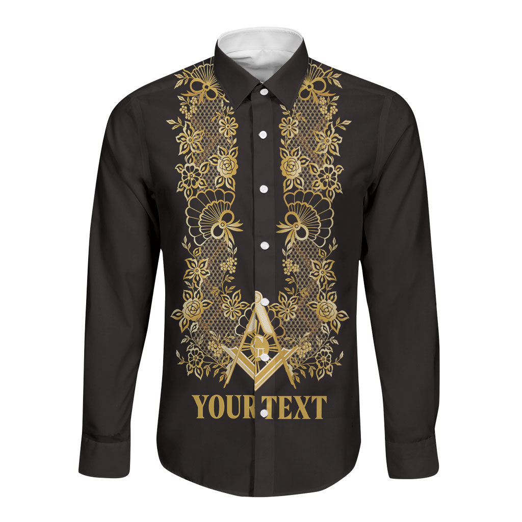Personalised Filipino Freemasonry Long Sleeve Button Shirt Masonic Barong Tagalog Inspired Ivory White LT14 Unisex Ivory White - Polynesian Pride
