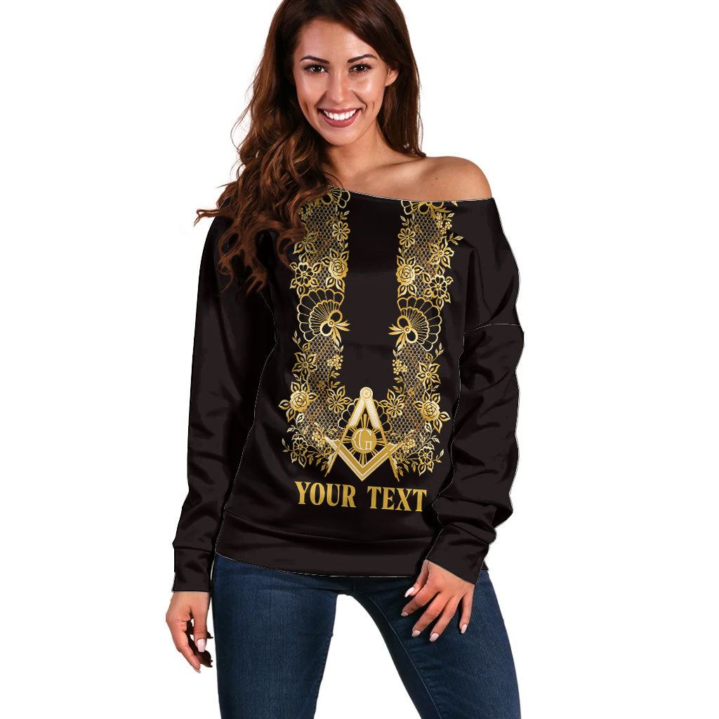 Personalised Filipino Freemasonry Off Shoulder Sweater Masonic Barong Tagalog Inspired Ivory White LT14 Women Ivory White - Polynesian Pride