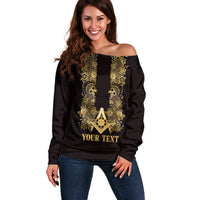 Personalised Filipino Freemasonry Off Shoulder Sweater Masonic Barong Tagalog Inspired Ivory White LT14 Women Ivory White - Polynesian Pride