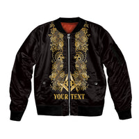 Personalised Filipino Freemasonry Sleeve Zip Bomber Jacket Masonic Barong Tagalog Inspired Ivory White LT14 Unisex Ivory White - Polynesian Pride
