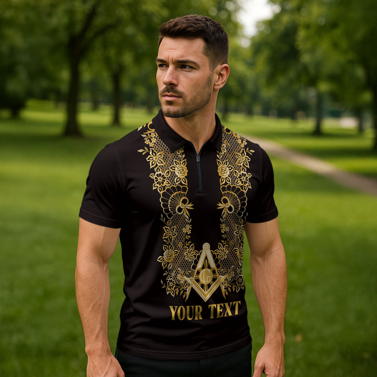 Personalised Filipino Freemasonry Zipper Polo Shirt Masonic Barong Tagalog Inspired Ivory White LT14 - Polynesian Pride