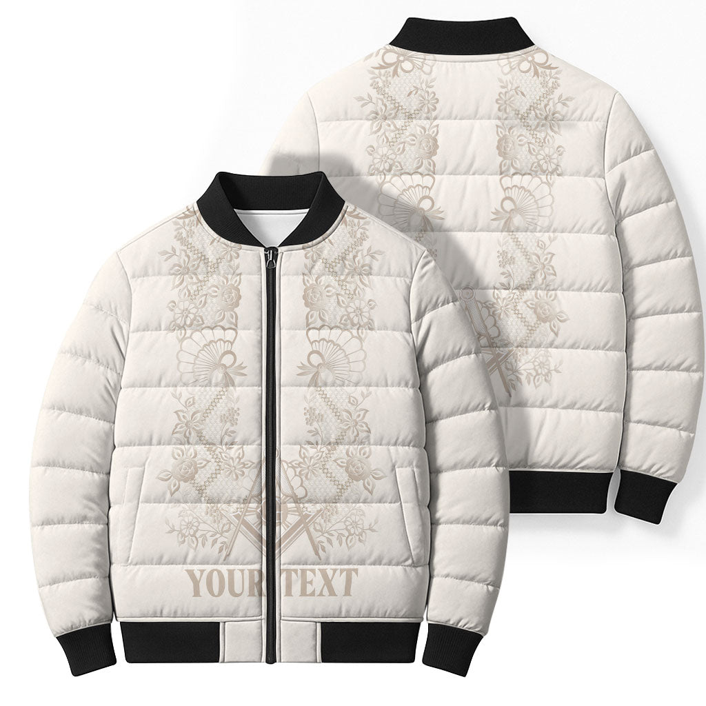 Personalised Filipino Freemasonry Bomber Puffer Jacket Masonic Barong Tagalog Inspired Black LT14 - Polynesian Pride