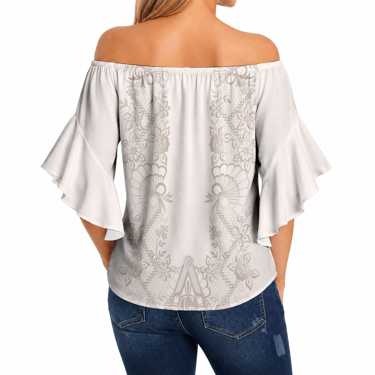 Personalised Filipino Freemasonry Off Shoulder Wrap Waist Top Masonic Barong Tagalog Inspired Black LT14 - Polynesian Pride