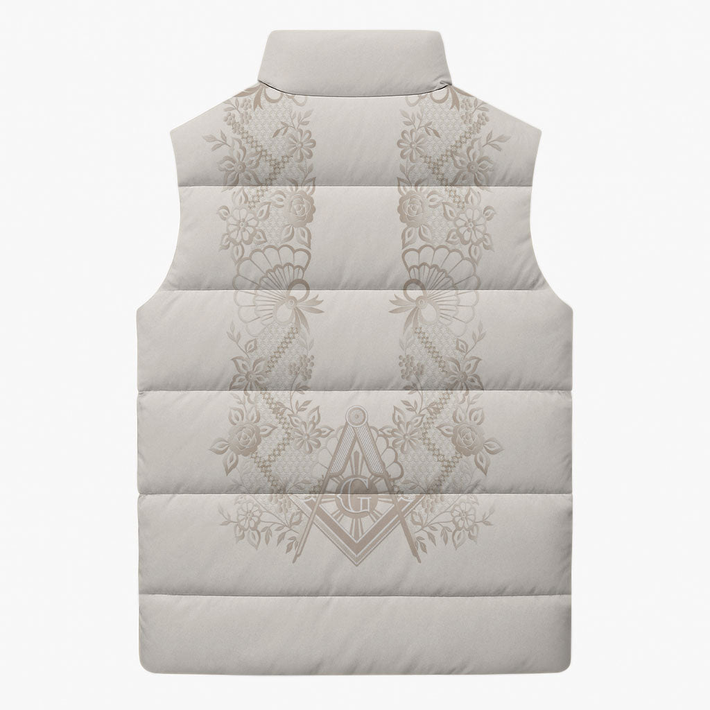 Personalised Filipino Freemasonry Sleeveless Puffer Jacket Masonic Barong Tagalog Inspired Black LT14 - Polynesian Pride