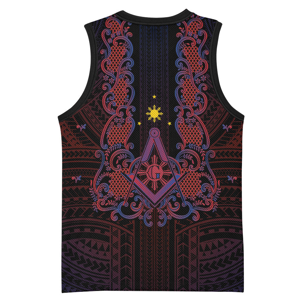 Personalised Philippines Barong Tagalog Freemasonry Basketball Jersey Filipino Masonic Polynesian Pattern LT14 - Polynesian Pride
