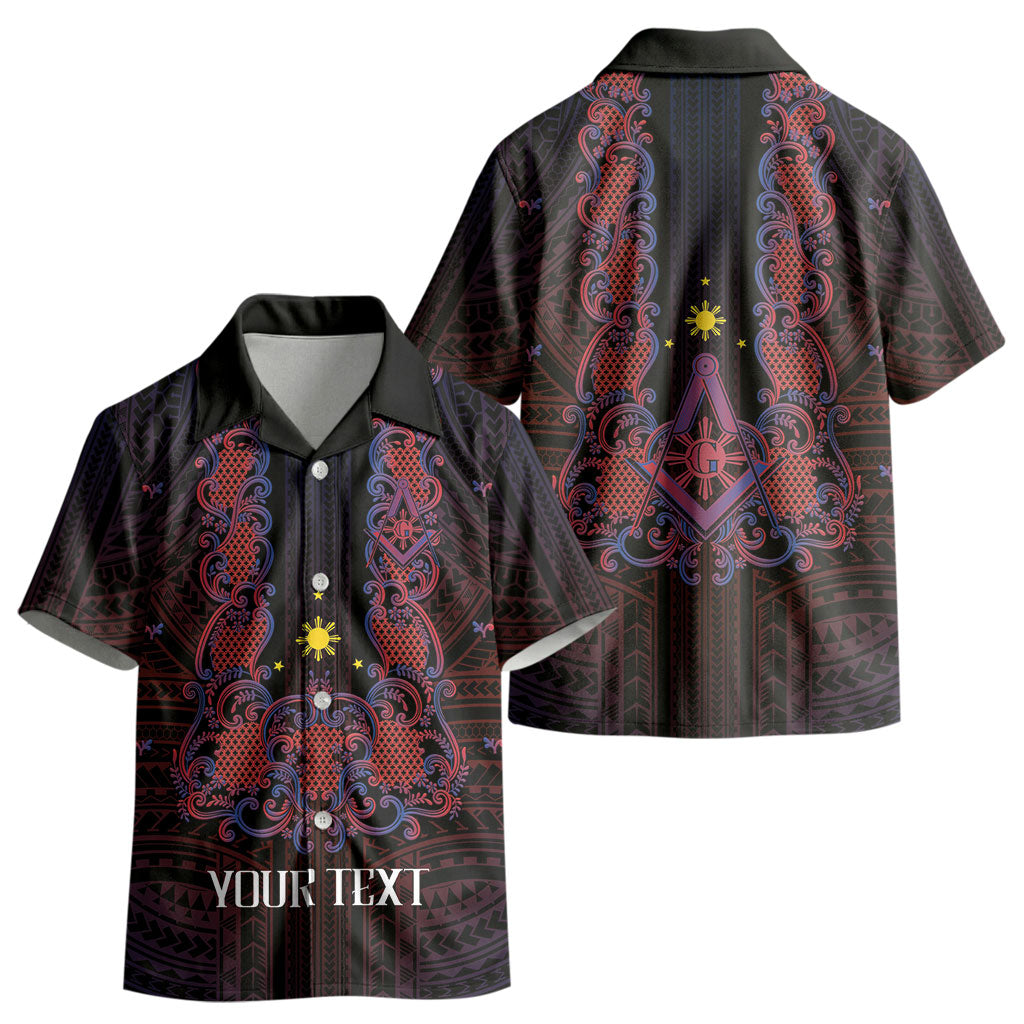 Personalised Philippines Barong Tagalog Freemasonry Kid Hawaiian Shirt Filipino Masonic Polynesian Pattern LT14 - Polynesian Pride
