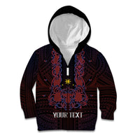 Personalised Philippines Barong Tagalog Freemasonry Kid Hoodie Filipino Masonic Polynesian Pattern LT14 Zip Hoodie Black - Polynesian Pride
