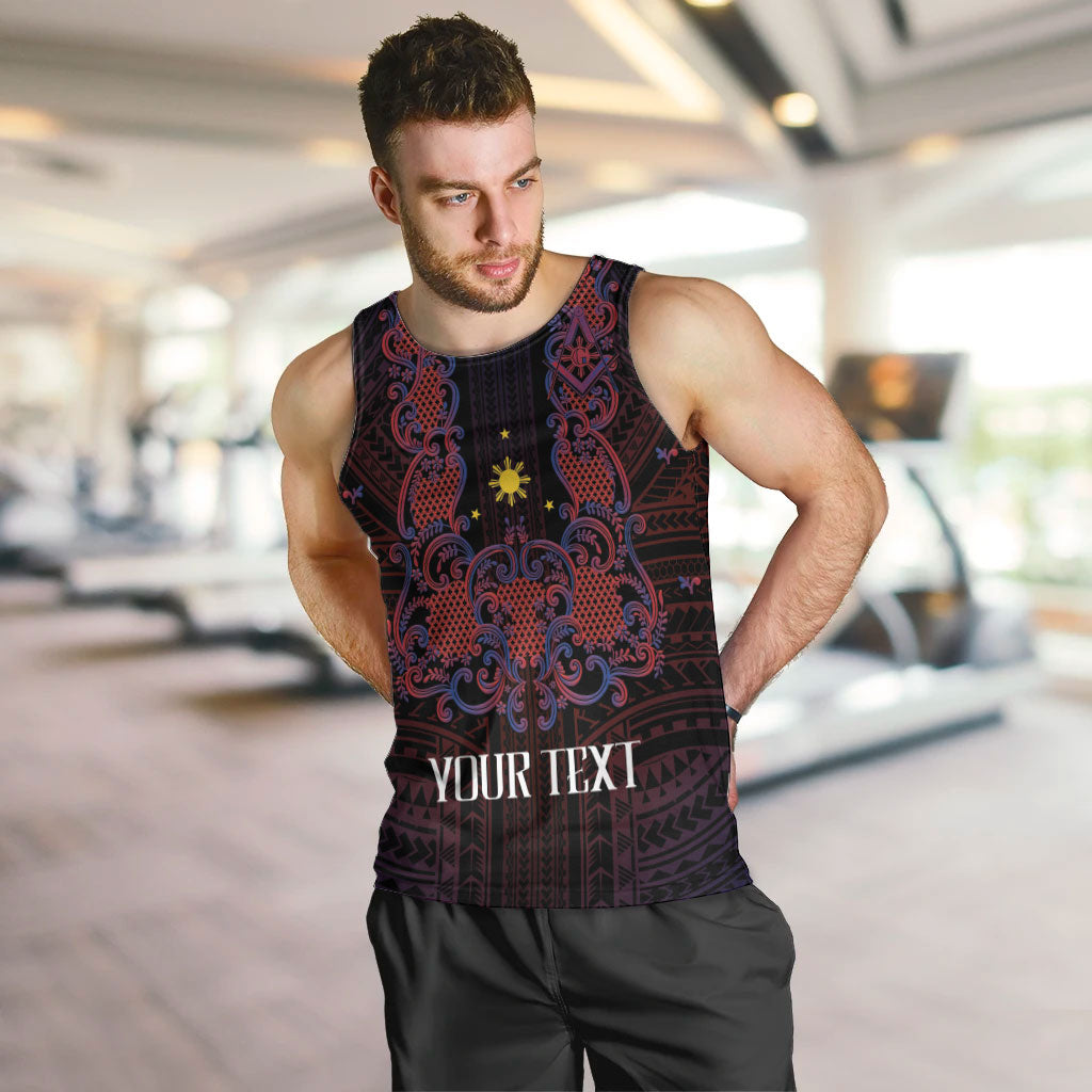 Personalised Philippines Barong Tagalog Freemasonry Men Tank Top Filipino Masonic Polynesian Pattern LT14 Black - Polynesian Pride