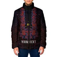 Personalised Philippines Barong Tagalog Freemasonry Padded Jacket Filipino Masonic Polynesian Pattern LT14 Men Black - Polynesian Pride
