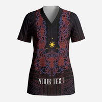 Personalised Philippines Barong Tagalog Freemasonry Scrub Top Filipino Masonic Polynesian Pattern LT14 Adult Black - Polynesian Pride