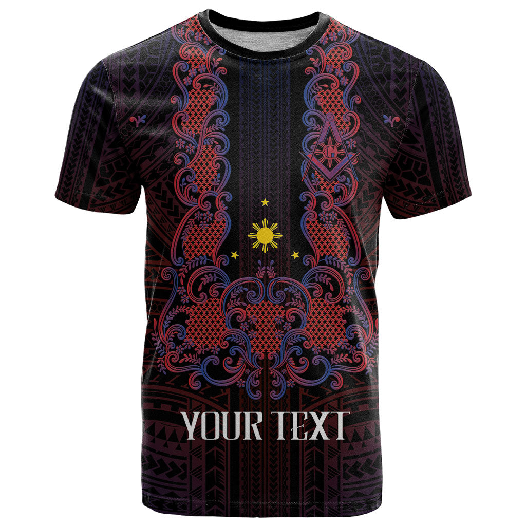 Personalised Philippines Barong Tagalog Freemasonry T Shirt Filipino Masonic Polynesian Pattern LT14 Black - Polynesian Pride